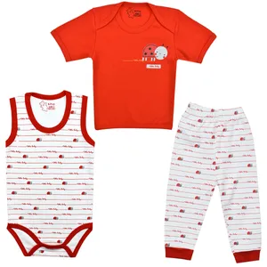 ست 3 تکه لباس نوزادی اسپیکو مدل کفشدوزک کد 7