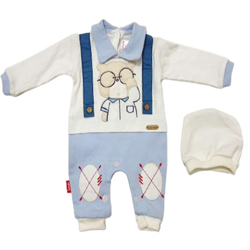 ست سرهمی و کلاه نوزادی مدل خرس نخ پنیه کد 777532