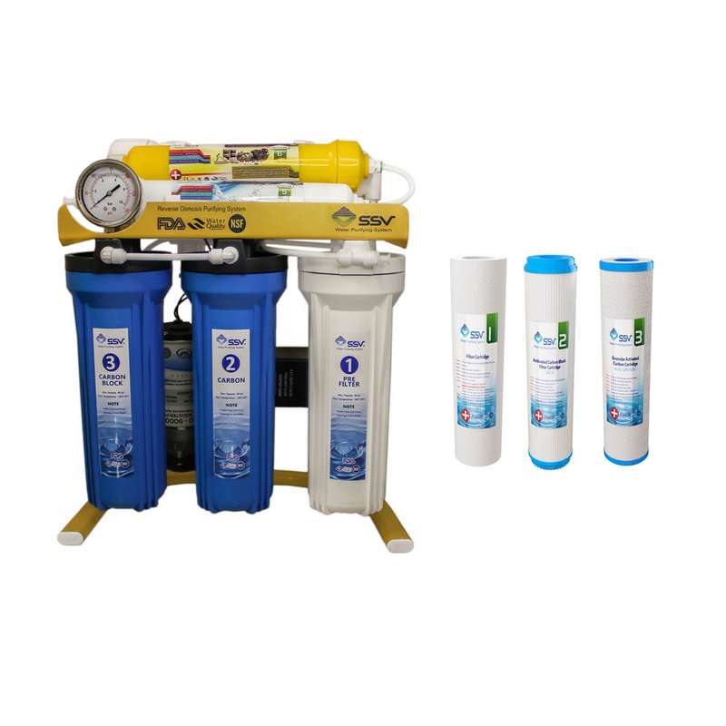 دستگاه تصفیه آب اس اس وی مدل GoldenBlue X600 به همراه فیلتر تصفیه آب بسته 3 عددی