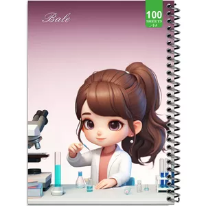 دفتر نقاشی 100 برگ بله طرح فانتزی دختر دانشمند کد A4-N476