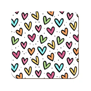 زیر لیوانی لوکسینو مدل قلب های رنگی رنگی کد Love_1