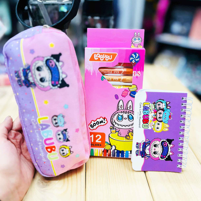 بسته لوازم تحریر مدل لبوبو عروسکی مجموعه 3 عددی