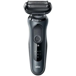 ماشین اصلاح مو صورت فویلی حجم‌زن براون مدل 61N4500CS، شارژی با باتری لیتیوم یون، شارژ سریع 5 دقیقه‌ای، مقاوم در برابر آب و دارای 2 شانه قابل تنظیم دستی