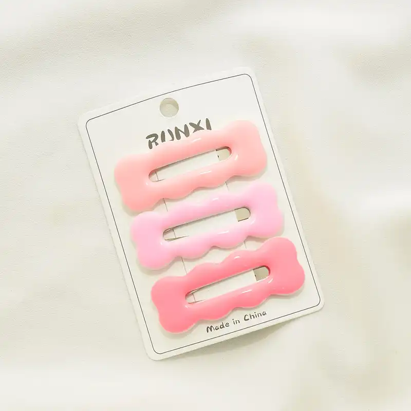 گیره مو زنانه مدل تق تقی روکش دار بیسکوییتی بزرگ مجموعه 3 عددی