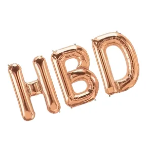 بادکنک مدل فویلی HBD کد rosegoldHBD16inch مجموعه 3 عددی
