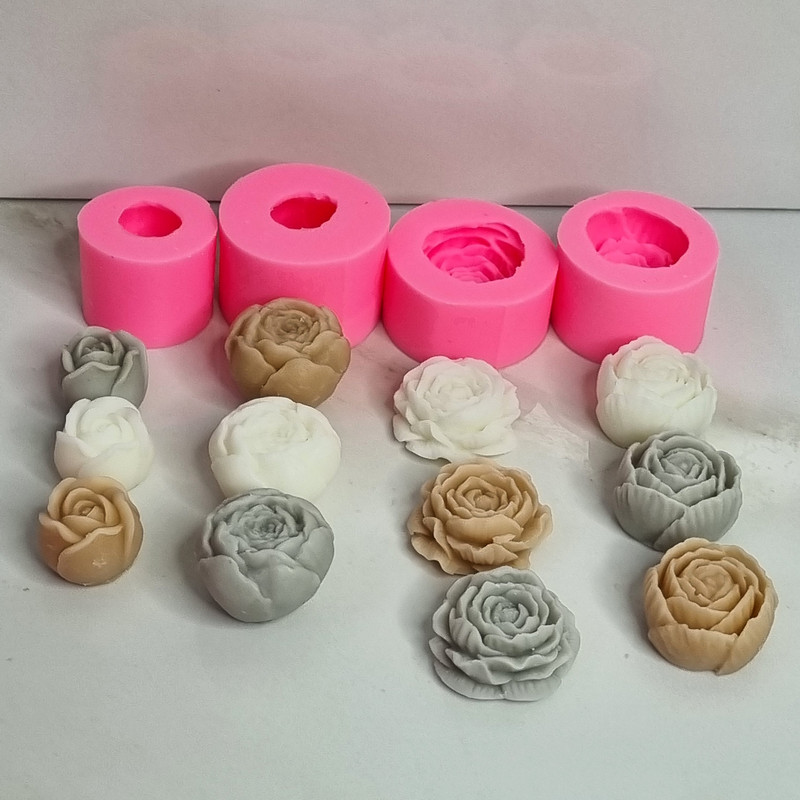 قالب شمع میتنگون مدل گل رز مینیاتوری مجموعه چهار عددی