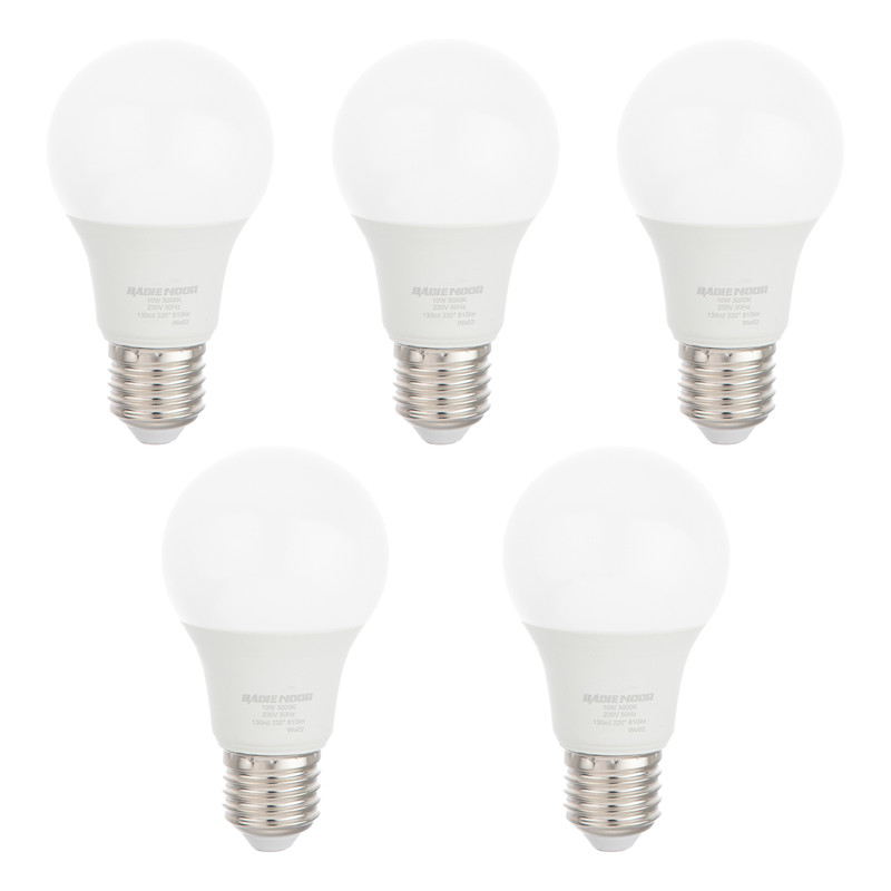 لامپ ال ای دی 10 وات بدیع نور مدل حبابی پایه E27 بسته 5 عددی