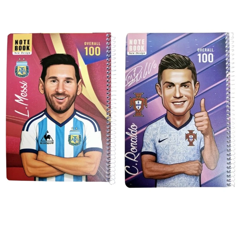 دفتر مشق 50 برگ مدل مسی و رونالدو بسته 2 عددی