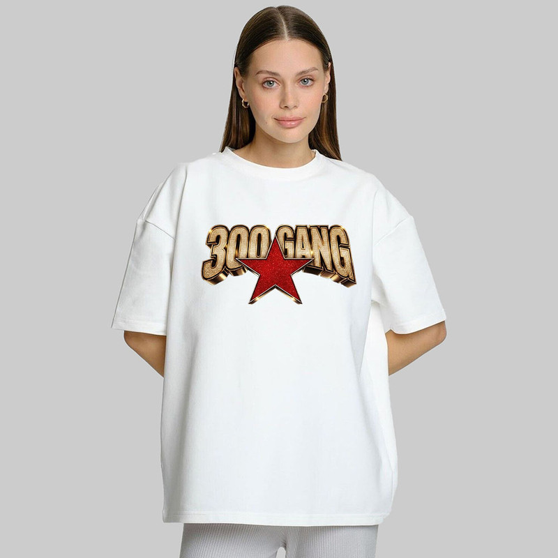 تیشرت باکسی زنانه پنبه طرح 300GANG