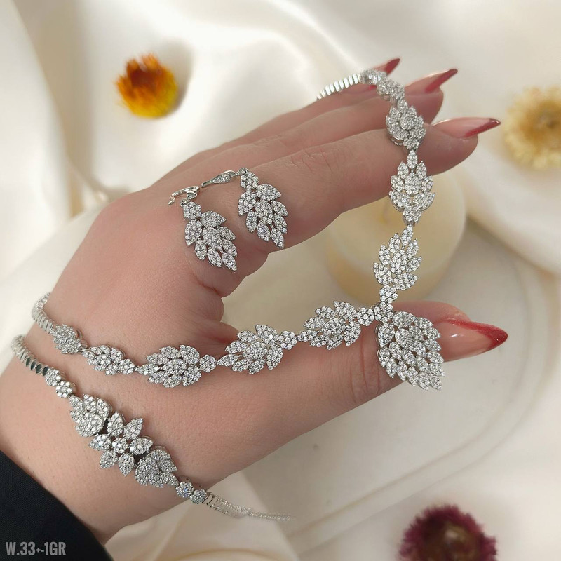 نیم ست نقره زنانه مدل گندم شهر کد 0584
