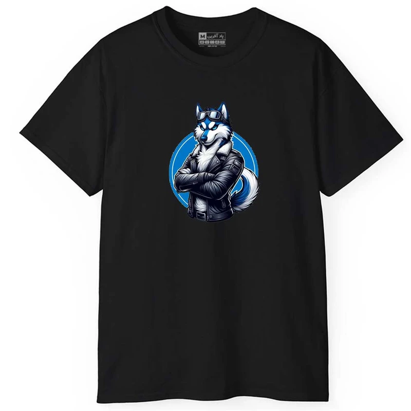 تی شرت آستین کوتاه مردانه پاد آفرین مدل اسپرت طرح گرگ باحال کد 0806