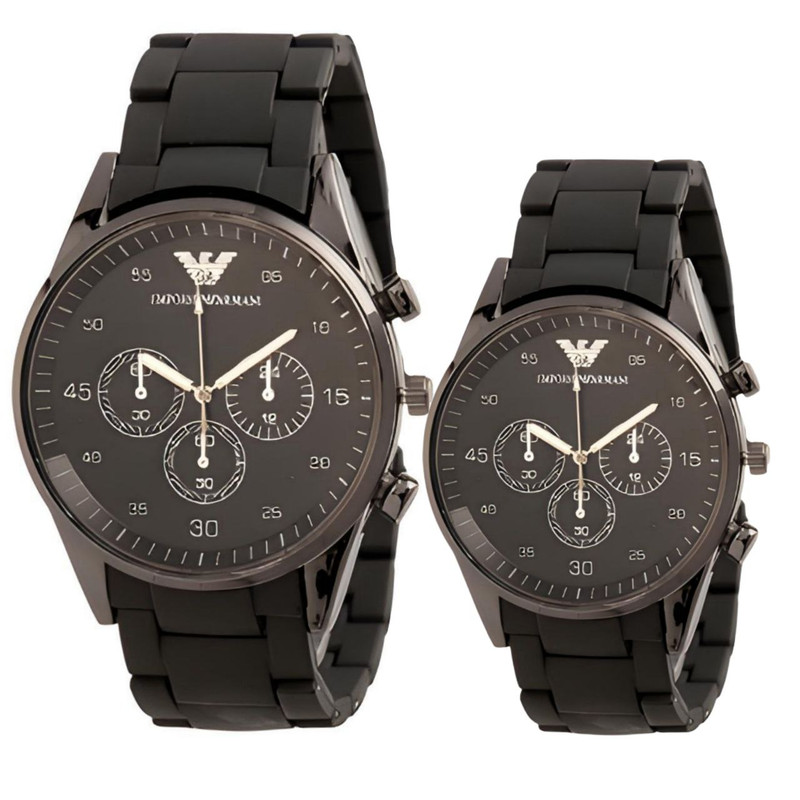 ست ساعت مچی عقربه ای زنانه و مردانه مدل تک موتور 011