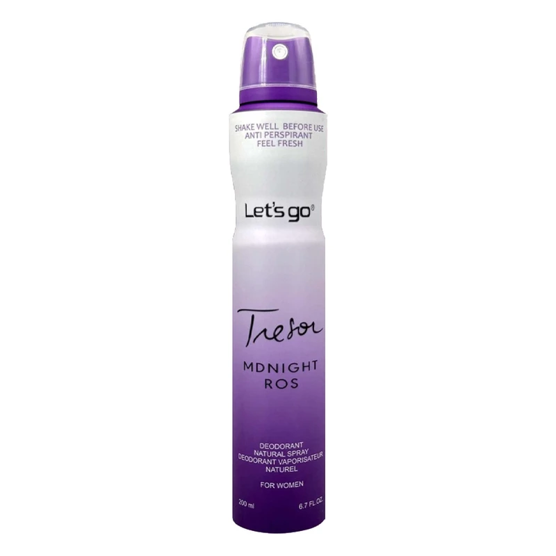 اسپری دئودورانت زنانه لتس گو مدل midnight rose حجم 200 میلی لیتر