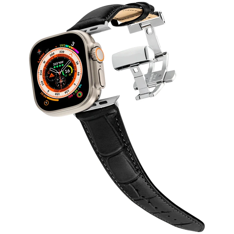 بند کینگدام مدل Crocodile Leather Butterfly مناسب برای ویرفیت T800 Ultra / T900 Ultra / HK8 Pro Max / HK9 Ultra 2