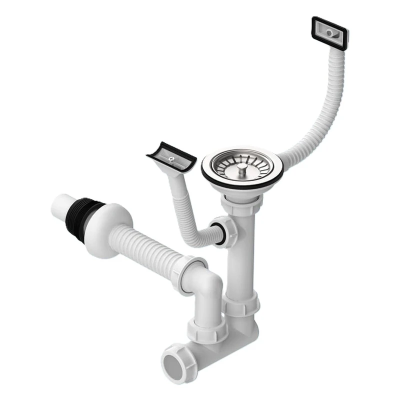 سیفون ظرفشویی محک مدل سرریز سینی و لگن کم جا کد 361BT