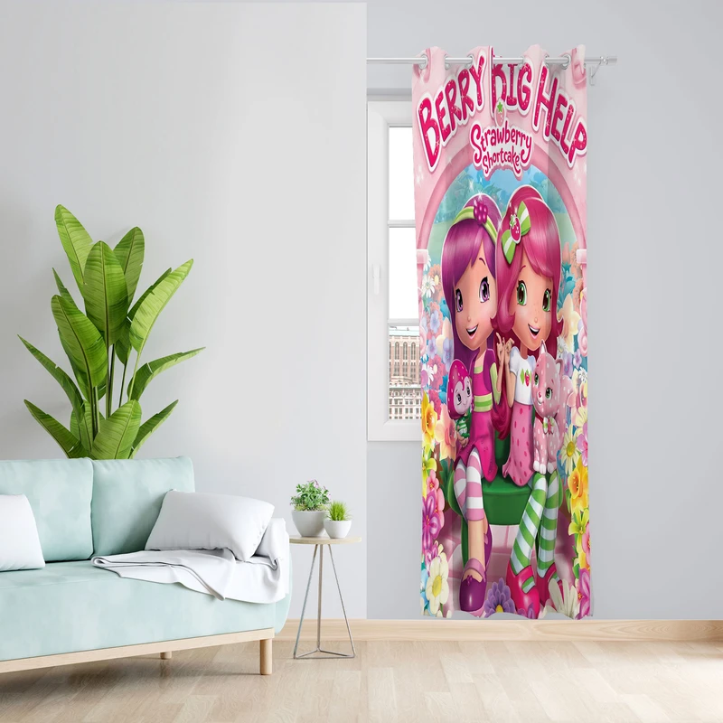 پرده مدل دختر توت فرنگی مخمل پانچی کد 4501 سایز 140x280 سانتی متر