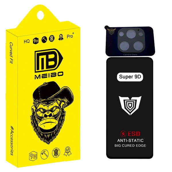 محافظ صفحه نمایش میبو مدل Super 9D Pro مناسب برای گوشی موبایل اپل iphone 13 Pro Max به همراه محافظ لنز دوربین