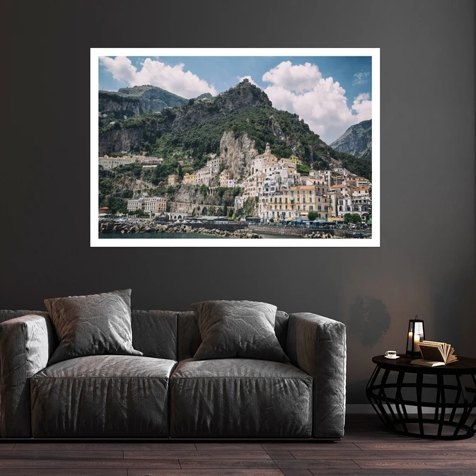 تابلو بکلیت طرح منظره ساحل آمالفی ایتالیا مدل قاب شاسی W-s8980