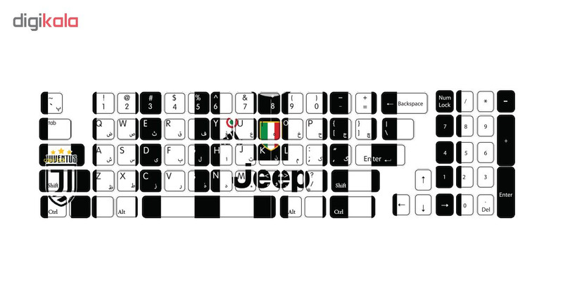برچسب حروف فارسی کیبورد گراسیپا طرح Juventus کد 103
