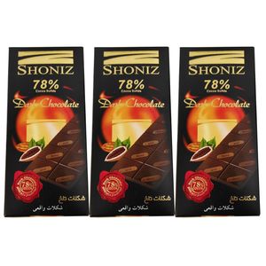 نقد و بررسی شکلات تلخ 78% شونیز - 100 گرم بسته 3 عددی توسط خریداران