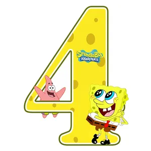 استند رومیزی تولد مدل عدد 4 طرح باب اسفنجی