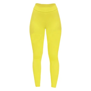 لگینگ ورزشی زنانه مدل کارگو پشت چین دار کد kar2436-yel رنگ زرد