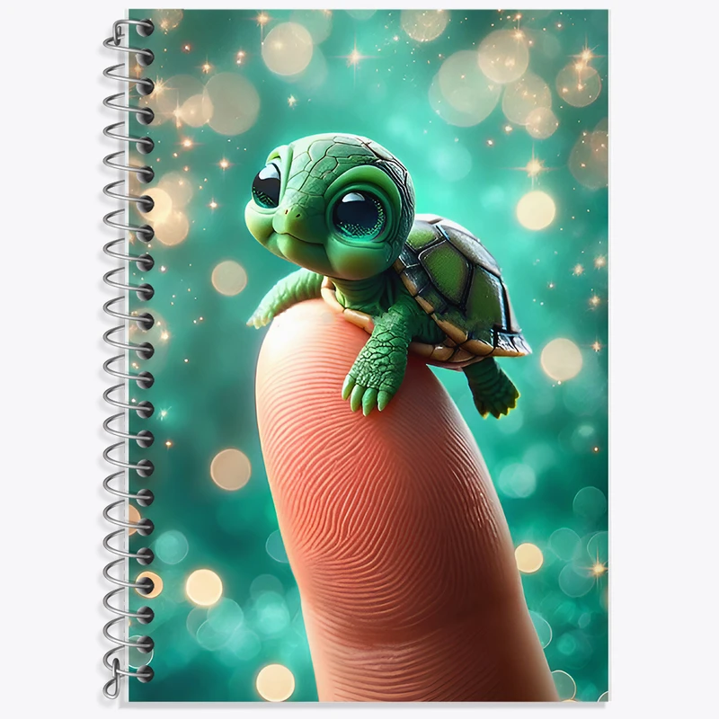 دفتر زبان 50 برگ خندالو مدل سه خط طرح لاکپشت مینیاتوری کد F7516