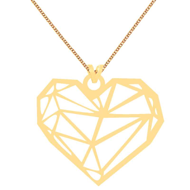 گردنبند طلا 18 عیار زنانه کرابو طرح قلب شیشه ای مدل Kr70634