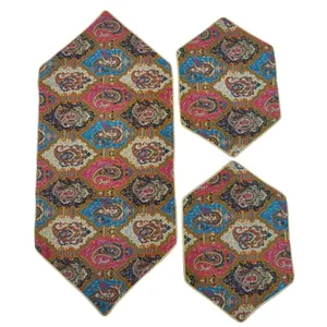 ست 3 تکه رومیزی ترمه هاشمی مدل آرام کد 125