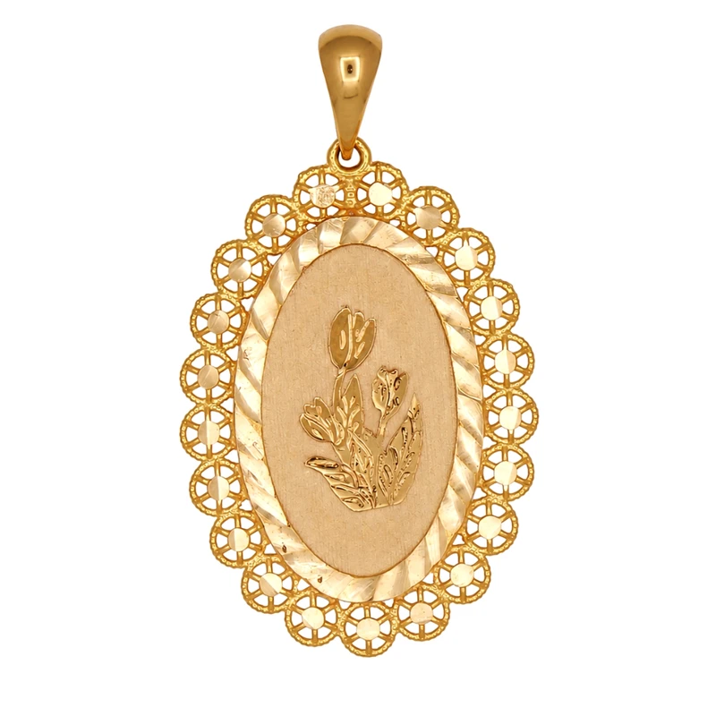 آویز گردنبند طلا 18 عیار زنانه سکه شیخ طرح Flat rose