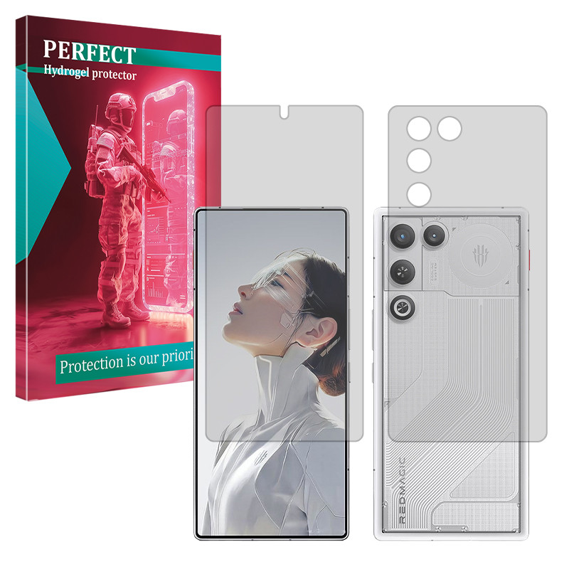 محافظ صفحه نمایش شفاف پرفکت مدل هیدروژلی مناسب برای گوشی موبایل زد تی ای nubia RedMagic 11 Air به همراه محافظ پشت گوشی