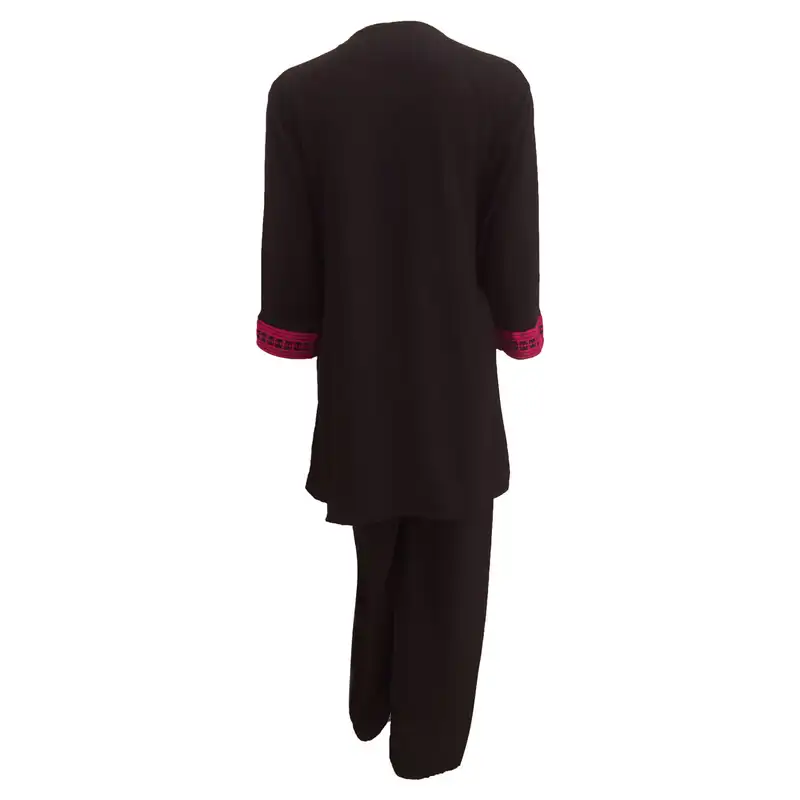 مانتو و شلوار زنانه مدل نخی ابر و بادی سنتی کد tm-2478 رنگ مشکی