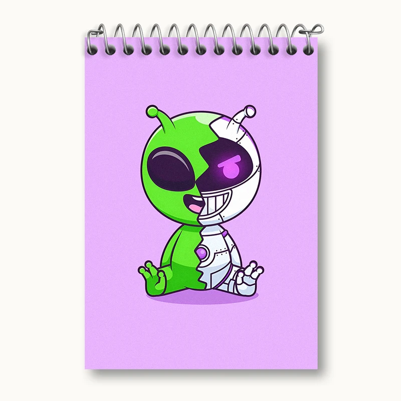 دفتر یادداشت 50 برگ خندالو طرح فضانورد و آدم فضایی کد N3586