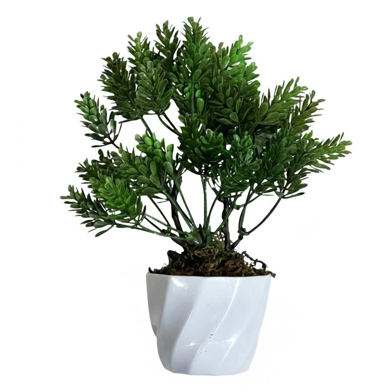 گلدان به همراه گل مصنوعی مدل درخت مینیاتوری جاودان کاج 