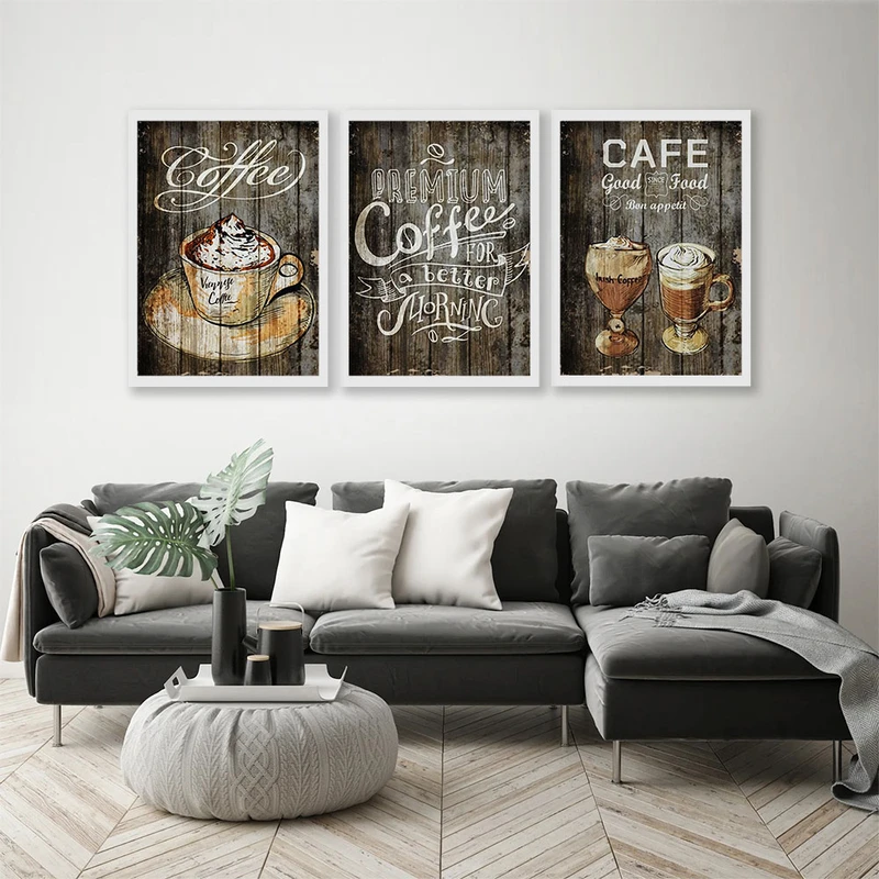 تابلو صبا طرح مدل کافه کد 0205w مجموعه 3 عددی