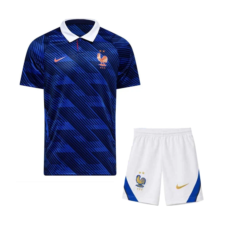 ست تی شرت و شلوارک ورزشی پسرانه مدل فرانسه Home 2026