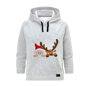 هودی زنانه مدل گوزن و بابانوئل کد J149 رنگ طوسی