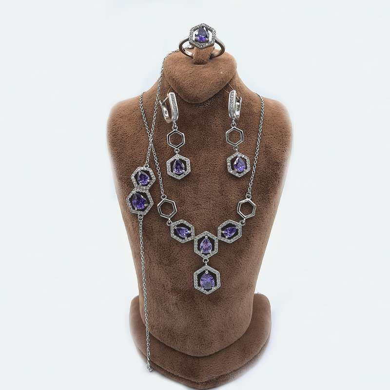 ست نقره زنانه مدل رادیوم کد 592