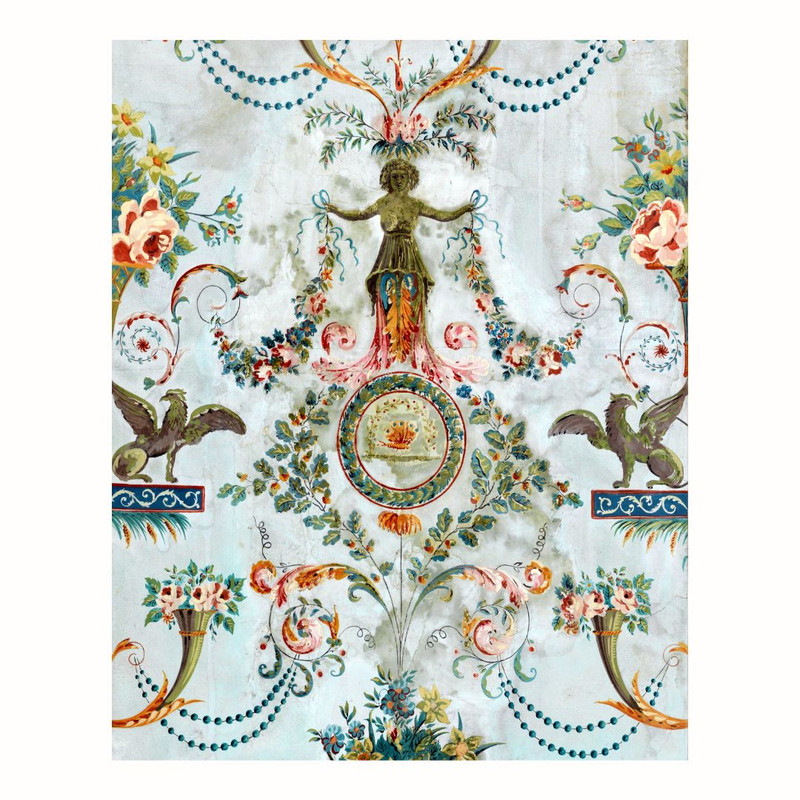 پوستر مدل  گریفین و گل‌های صورتی  