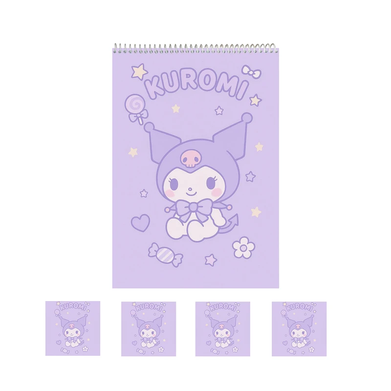 دفتر نقاشی 50 برگ مدل کرومی طرح کیوت کد 2 به همراه برچسب مجموعه 5 عددی