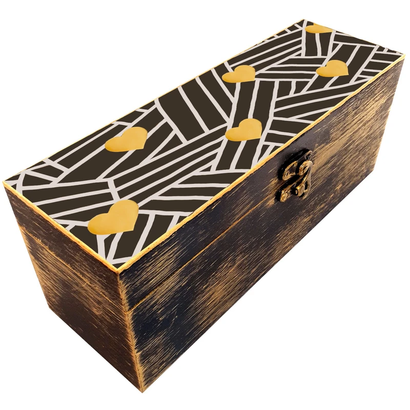 جعبه هدیه چوبی مدل فانتزی طرح نوشته کد WB93