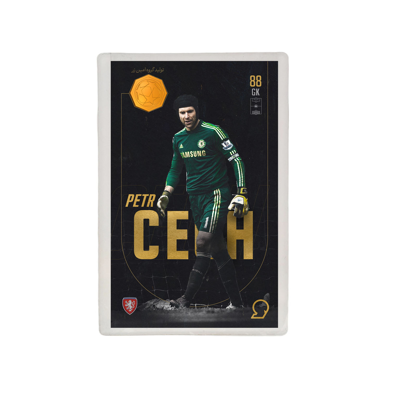 طلا گرمی 18 عیار مدوپد مدل Petr Cech طرح فوتبالی 2025 کد SO10093