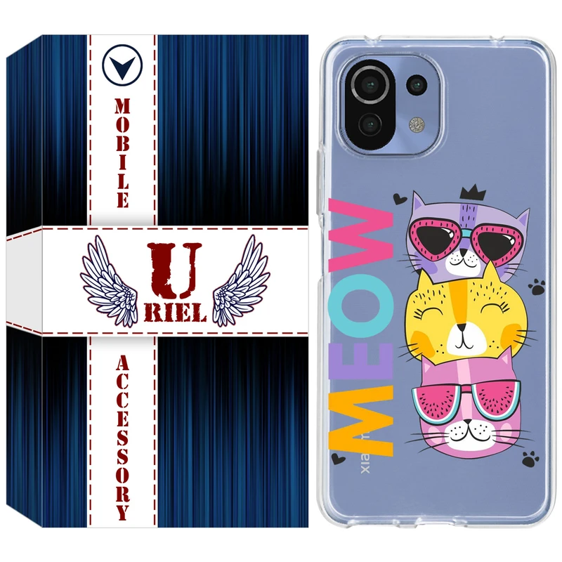 کاور یوریل مدل Clear کد 57 طرح گربه مناسب برای گوشی موبایل شیائومی Mi 11 Lite / 11 Lite 5G NE