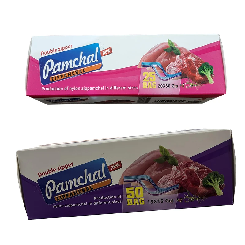 کیسه زیپ دار پامچال مدل دو زیپ بسته 75 عددی