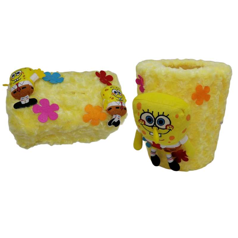 ست سطل و جادستمال کاغذی اتاق کودک مدل باب اسفنجی