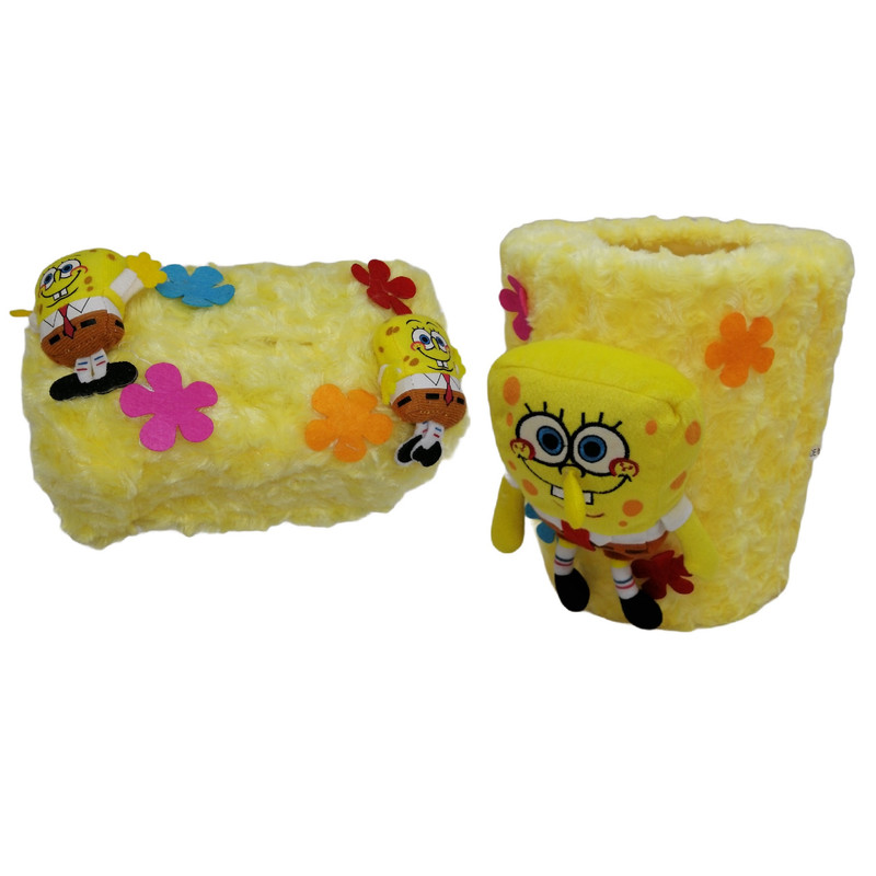 ست سطل و جادستمال کاغذی اتاق کودک مدل باب اسفنجی