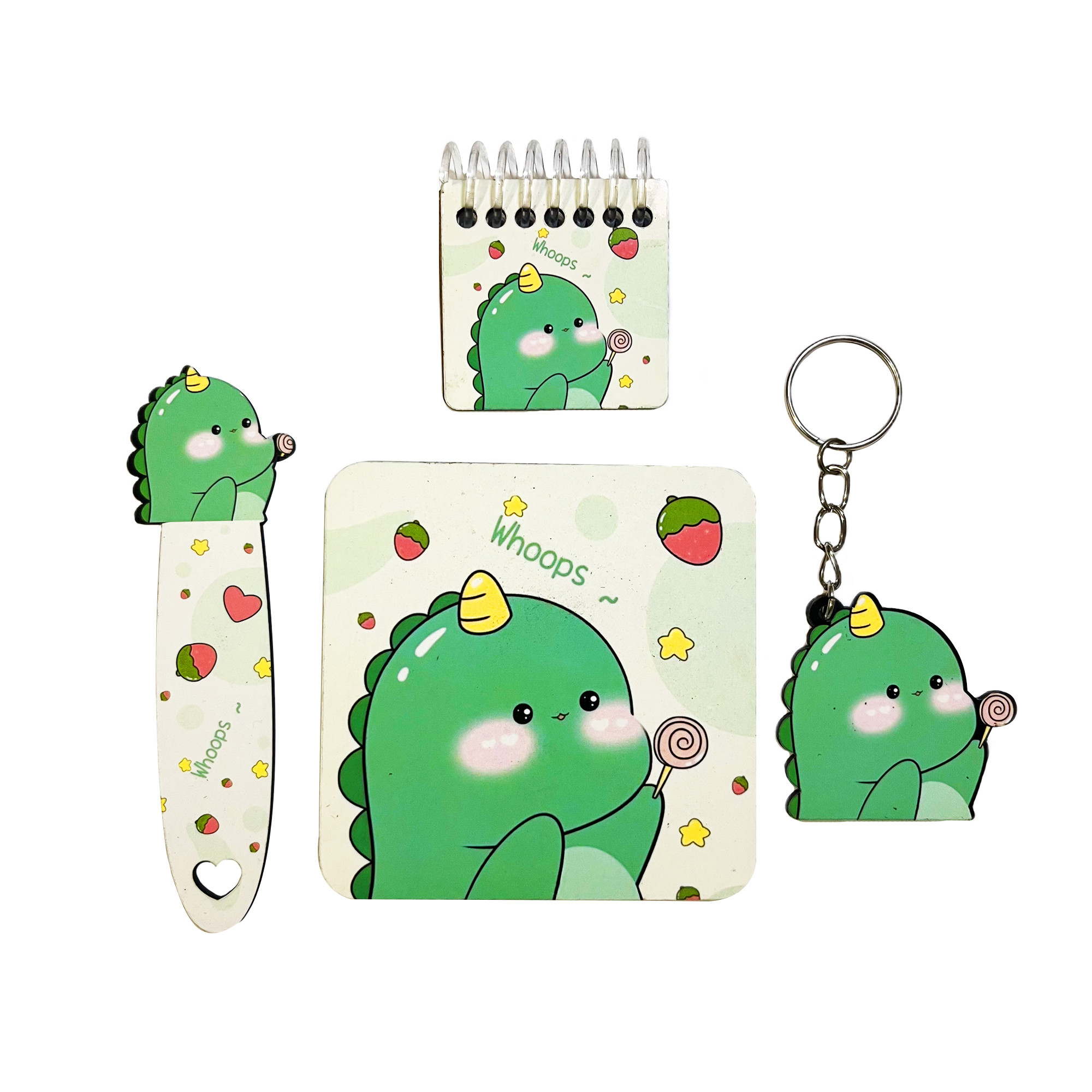 بسته لوازم تحریر مدل دایناسور کیوت کد g0lsa03 مجموعه 4 عددی