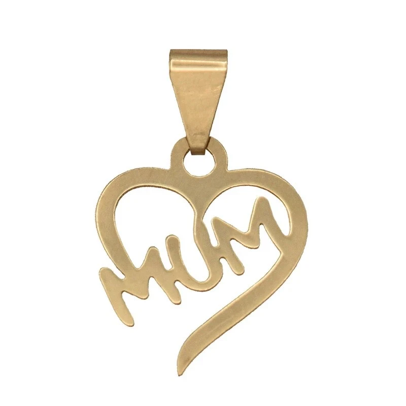 آویز گردنبند طلا 18 عیار زنانه نیکان گلد مدل MUM و قلب