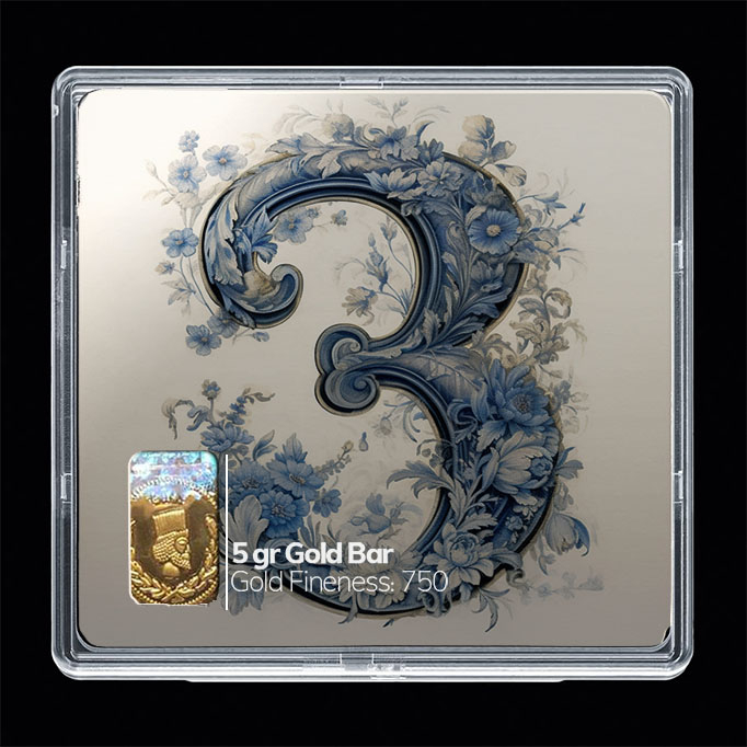 شمش طلا 18 عیار مدوپد مدل عدد 3 کد SG10168