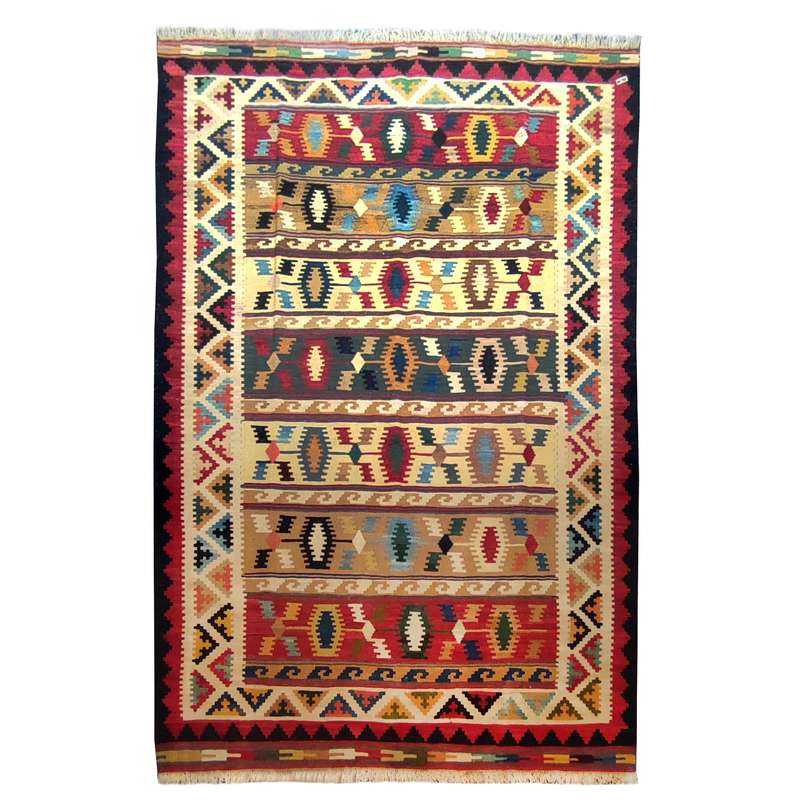 گلیم دستباف چهار و نیم متری طرح هندسی مدل AA29